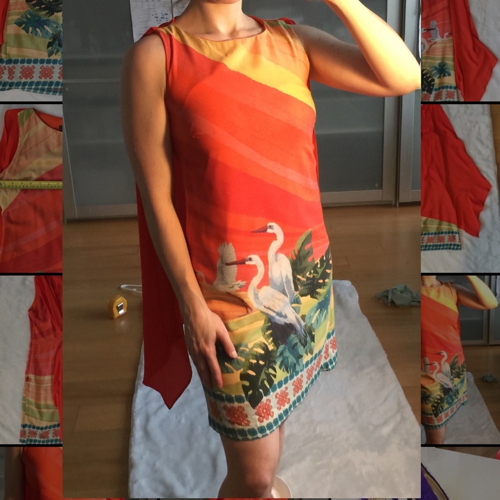 4 small Eva Franco Anthropologie orange dress